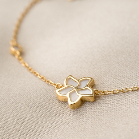 Bratara argint Fleur de Reve sidef alb gold