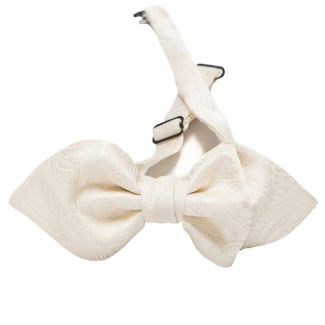 Asymmetrical Bow Tie Silk paisley white