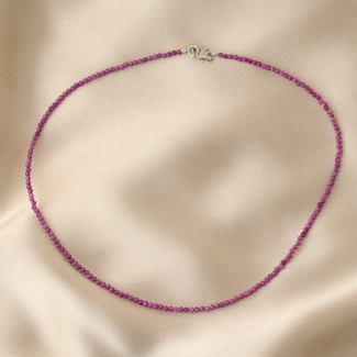 Sterling Silver Necklace Minimal with faceted ruby