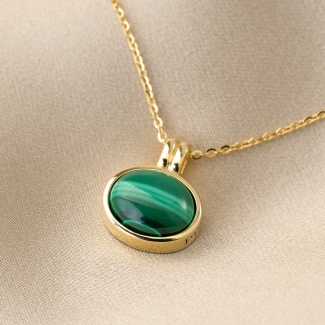 Gold Sterling Silver Necklace Dunes Dream malachit