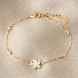 Bratara argint Fleur de Reve sidef alb gold