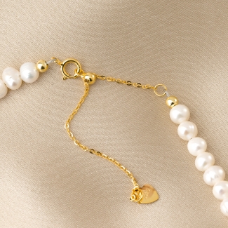 Choker argint Magnetic Touch onix, perle, lantisor culisant gold