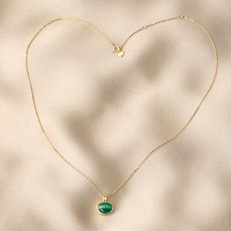 Gold Sterling Silver Necklace Dunes Dream malachit
