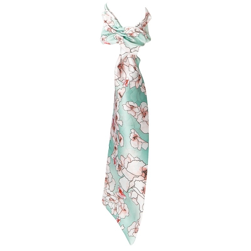  Scarf drive on flowers quartz turquoise