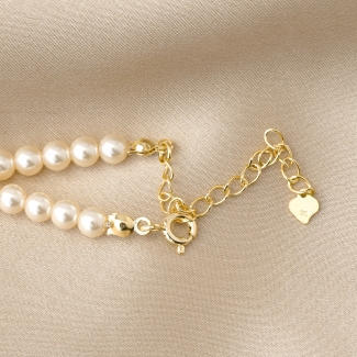 Colier argint S Just Classy Touch perle gold