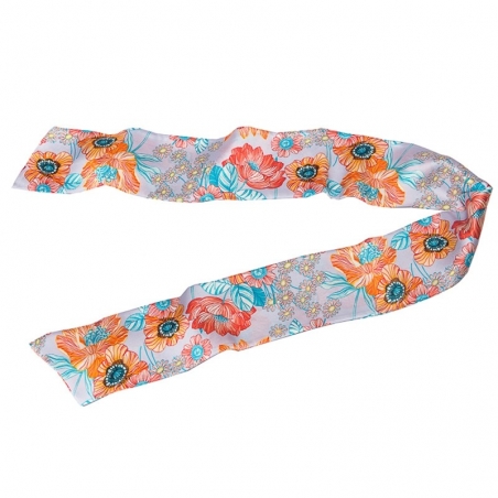 Silk scarf with coral poppies