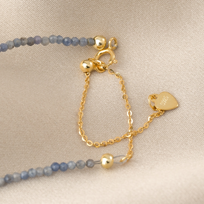 Gold Silver Choker Grey Sapphire with pearl