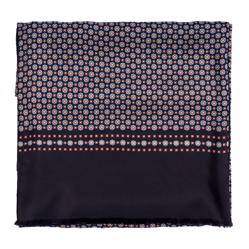 Esarfa matase si lana barbati Uomo Turin dark navy, blue ciel