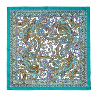 Esarfa matase S twill Chansons de Provance Teal Green