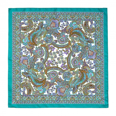 Esarfa matase S twill Chansons de Provance Teal Green