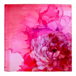 Esarfa matase Loving Peonies Amazing red pink metamorfosis