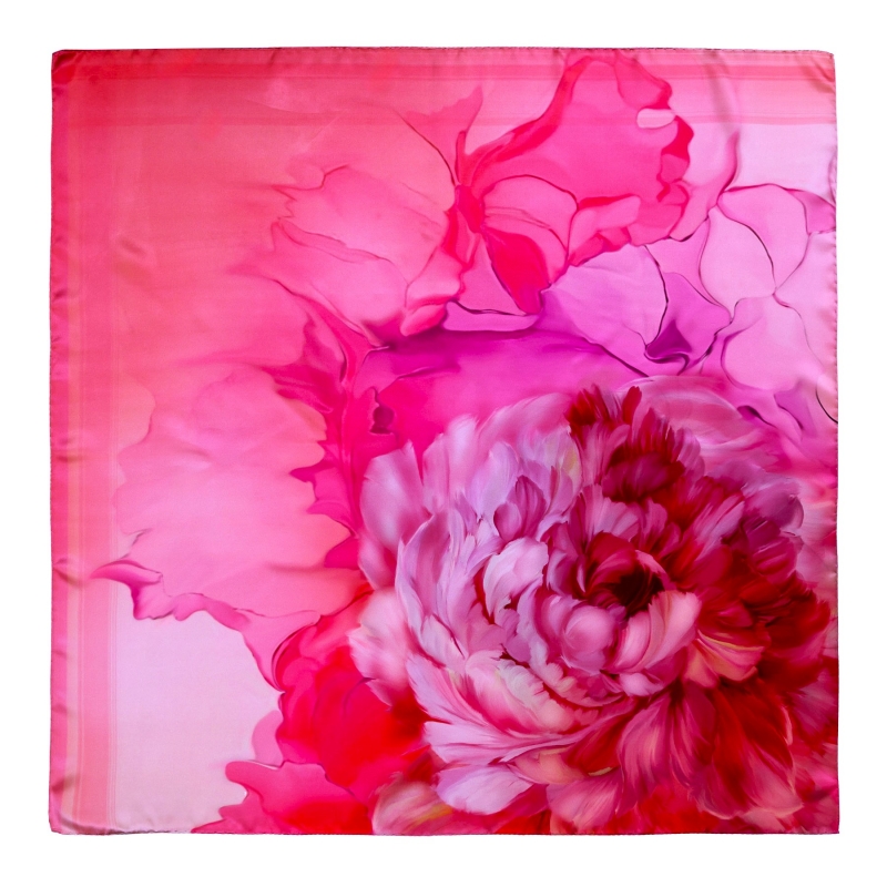 Esarfa matase Loving Peonies Amazing red pink metamorfosis