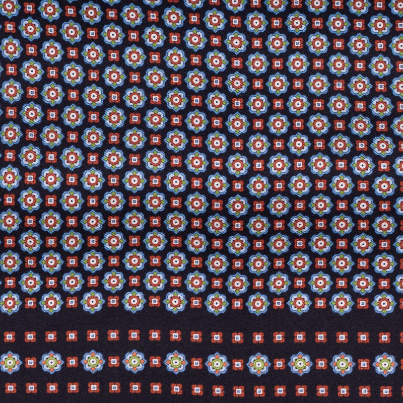 Wool and Silk scarf Uomo Turin dark navy, blue ciel