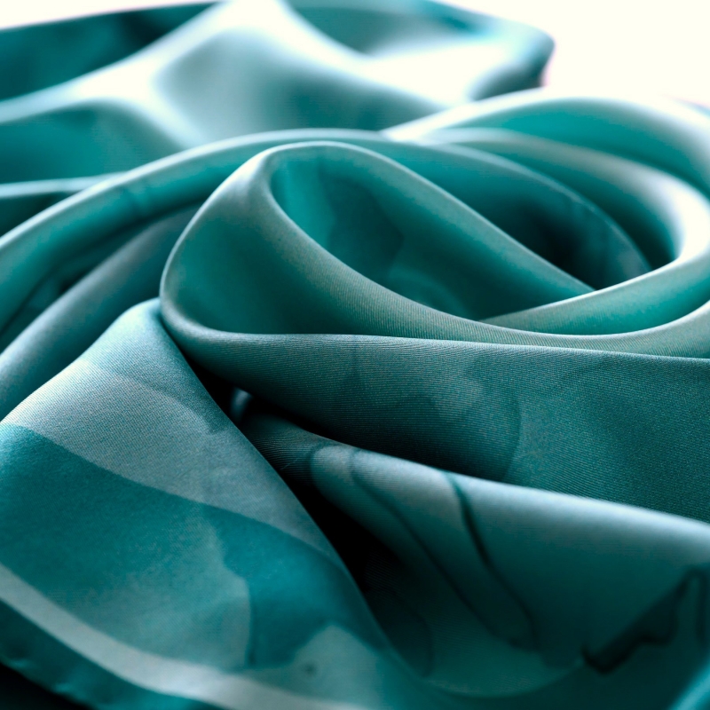 Silk Scarf twill Gracefulness Exciting Emerald aquarela
