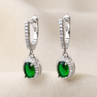 Sterling Silver Earrings Grace Emerald zirconia