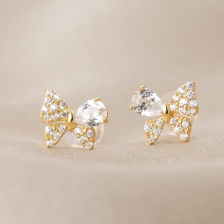 Cercei argint Sparkling Butterfly zirconia gold