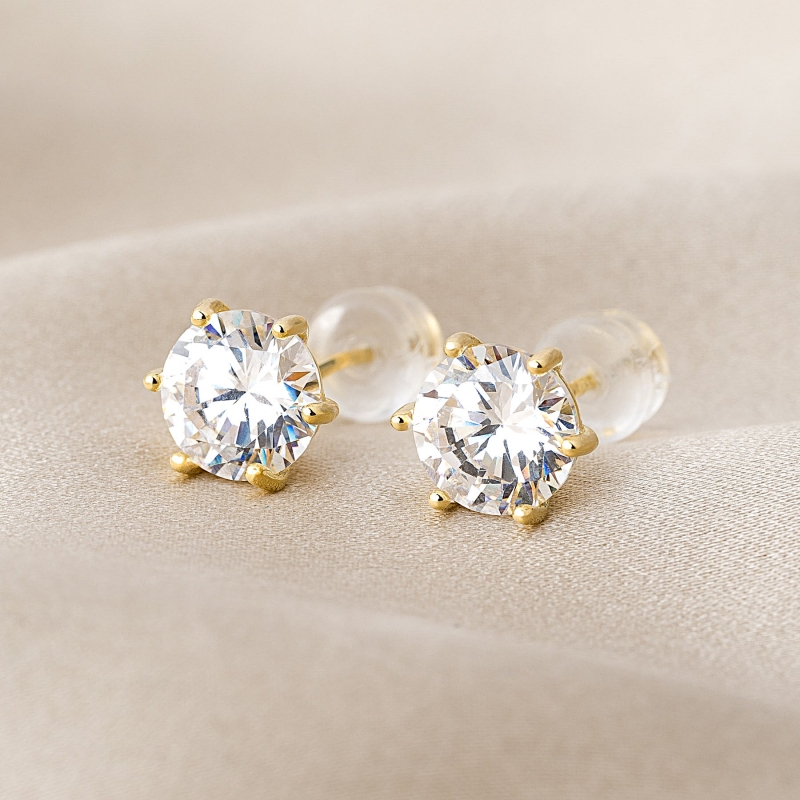 Cercei argint Briliant Lights zirconia gold 7mm