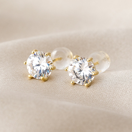 Cercei argint Briliant Lights zirconia gold 7mm