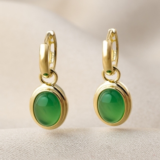 Cercei argint MiraMe agate verzi gold