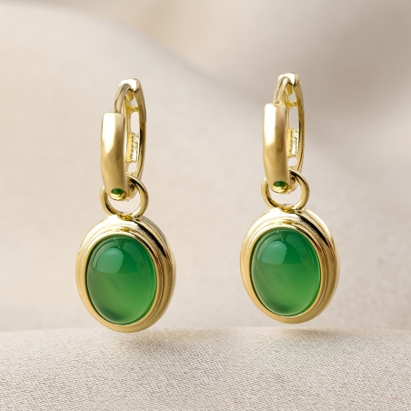 Cercei argint MiraMe agate verzi gold