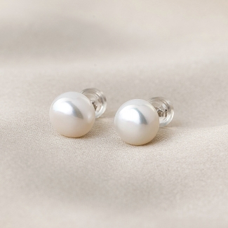 Cercei argint Classy perle albe de cultura 9 mm