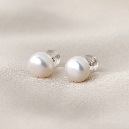 Cercei argint Classy perle albe de cultura 9 mm