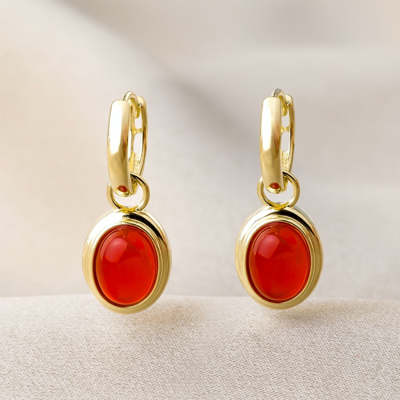 Sterling Silver Earrings MiraMe carneol gold