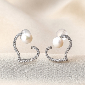 Cercei argint Cool Heart pearl zirconia