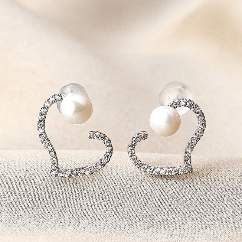 Cercei argint Cool Heart pearl zirconia