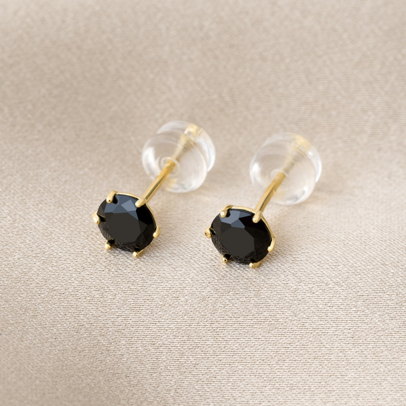 Cercei argint Minimal Black Touch gold