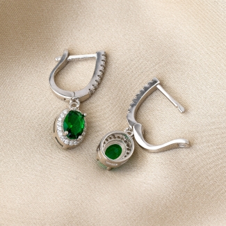 Sterling Silver Earrings Grace Emerald zirconia