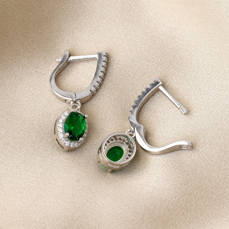 Sterling Silver Earrings Grace Emerald zirconia