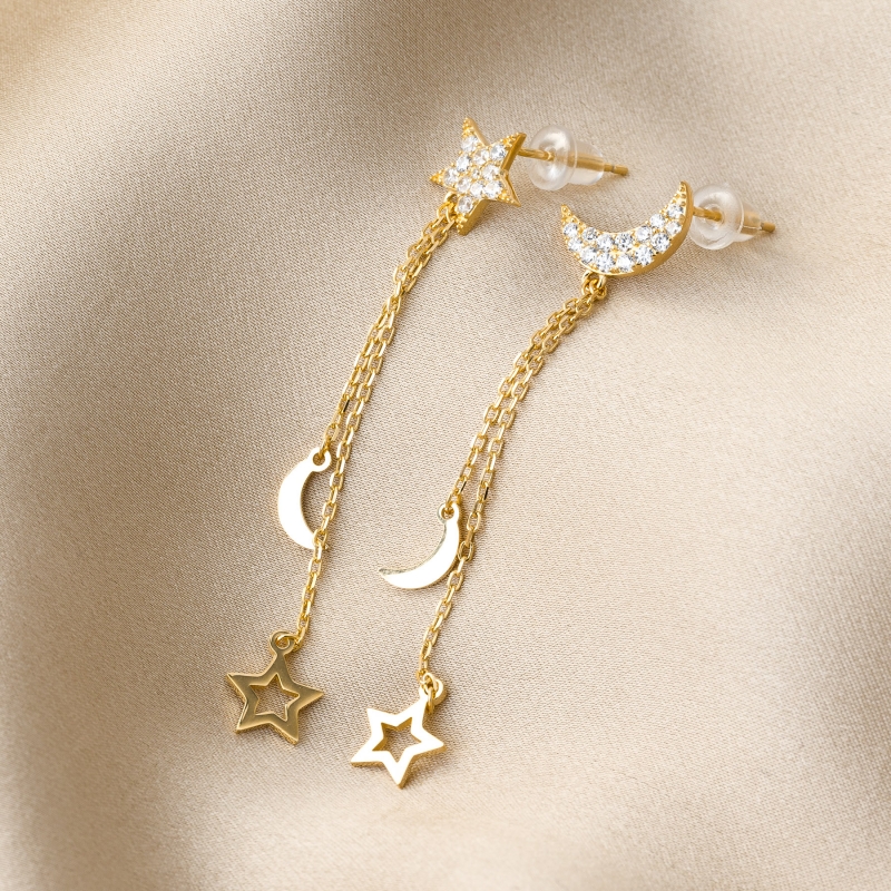 Cercei argint Under the Moon & Stars gold