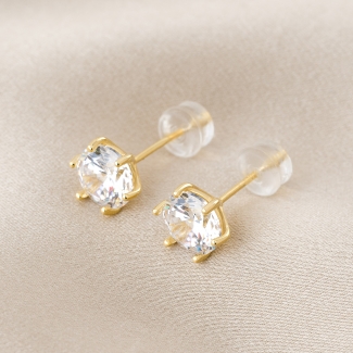 Cercei argint Briliant Lights zirconia gold 7mm