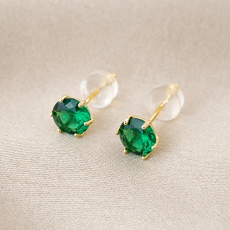 Cercei argint Minimal Green Touch zirconia gold