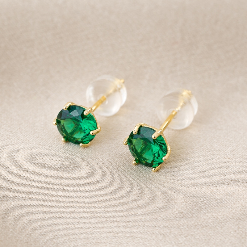 Cercei argint Minimal Green Touch zirconia gold