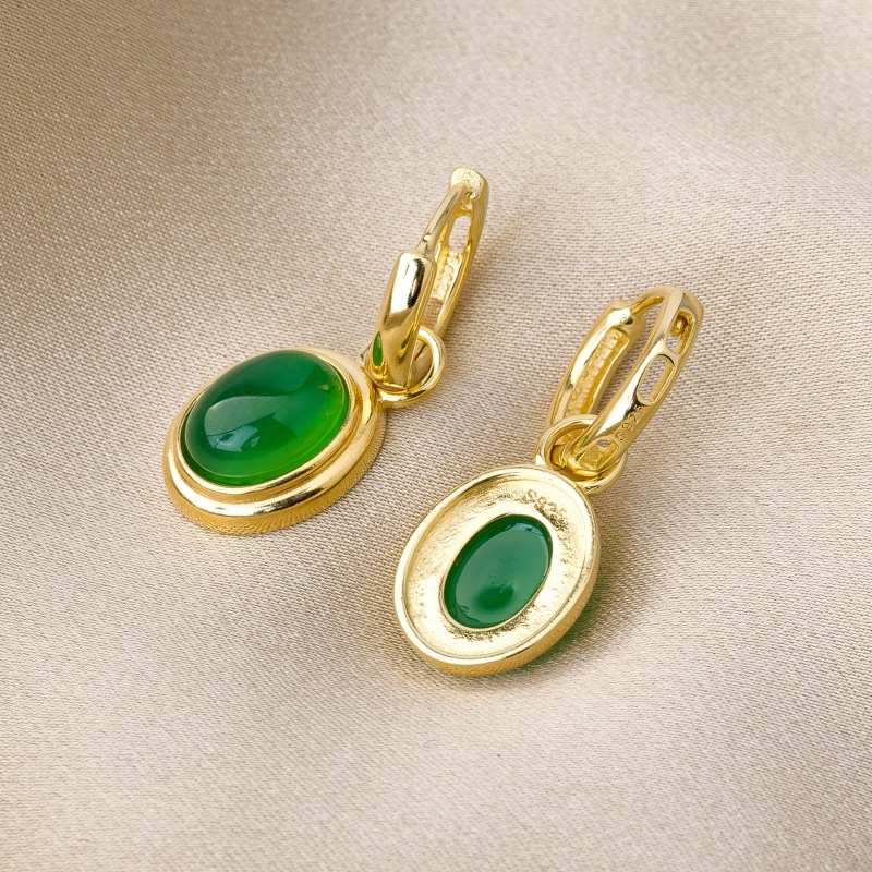 Cercei argint MiraMe agate verzi gold