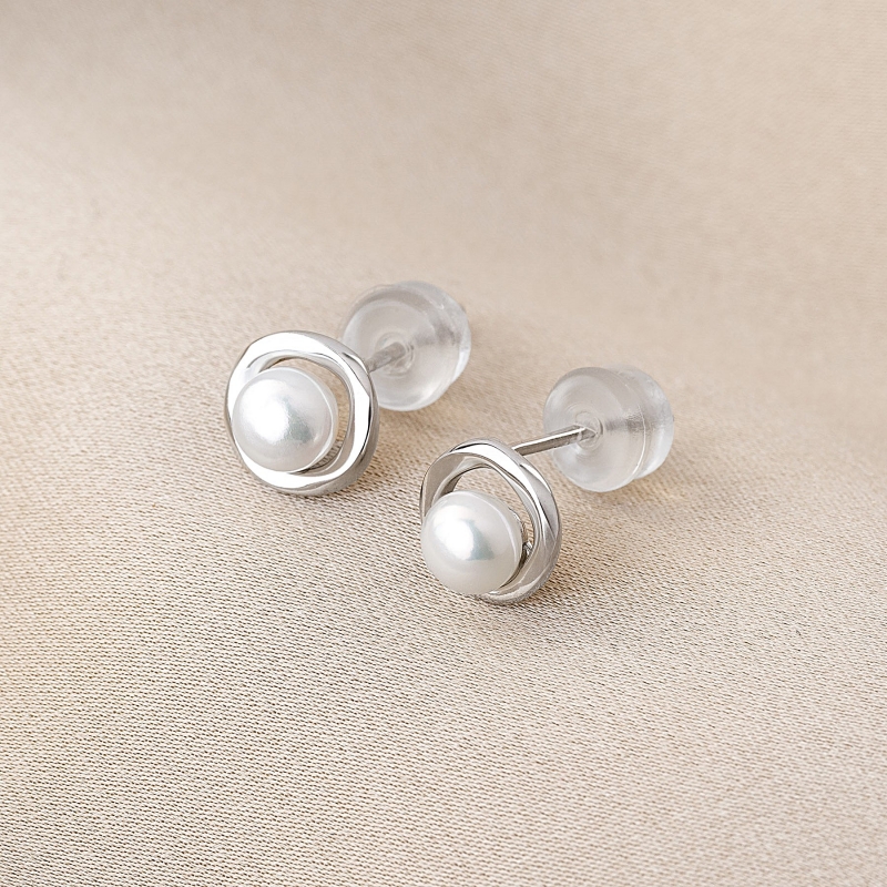 Sterling Silver Earrings Minimal Pearl Glow