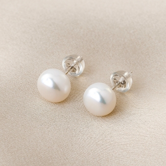 Cercei argint Classy perle albe de cultura 9 mm