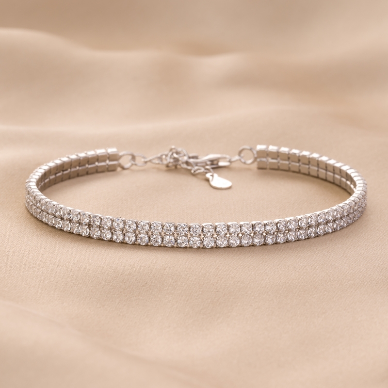Bratara argint Tennis Duo Romance zirconia