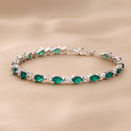Sterling Silver Bracelet Soiree Emerald zirconia