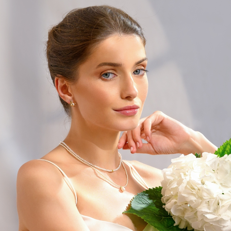 Sterling Silver Earrings Passion White Pearl gold