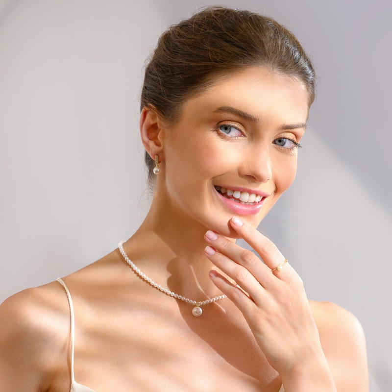 Cercei argint Classy Look gold perla scoica alba