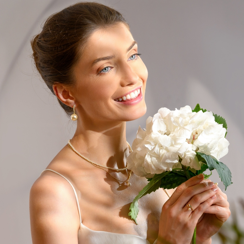 Cercei argint Galmour New Look Zirconia perla gold