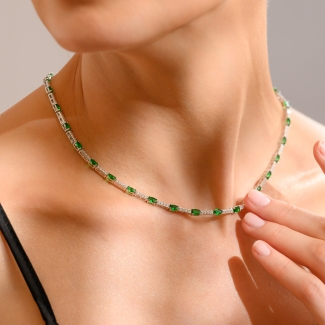 Green Touch Zirconia Sterling Silver Necklace