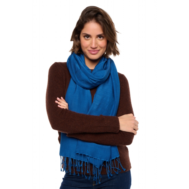 copy of Cashmere and silk scarf Platine Blu Notte