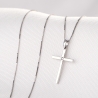 14K White Gold Necklace Diamonds Cross