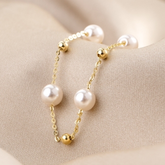 Bratara argint Love it! perle scoica gold