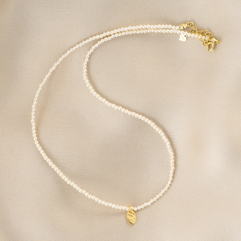 Colier argint XS Love Just Classy Touch perle gold