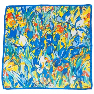 Silk Scarf  Mila Schon irises yellow with blu